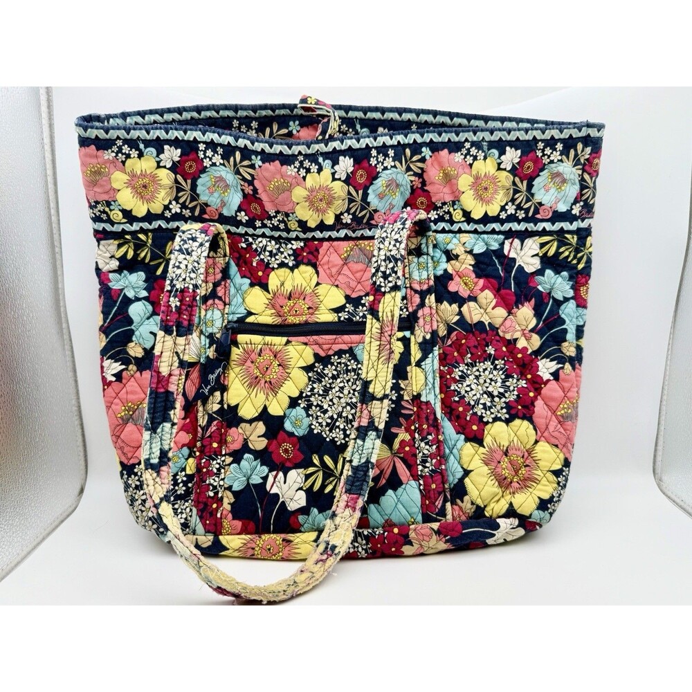 Vera Bradley Tote Shoulder Bag Black Floral Purse